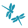 blue sketch of 2 dragonflies